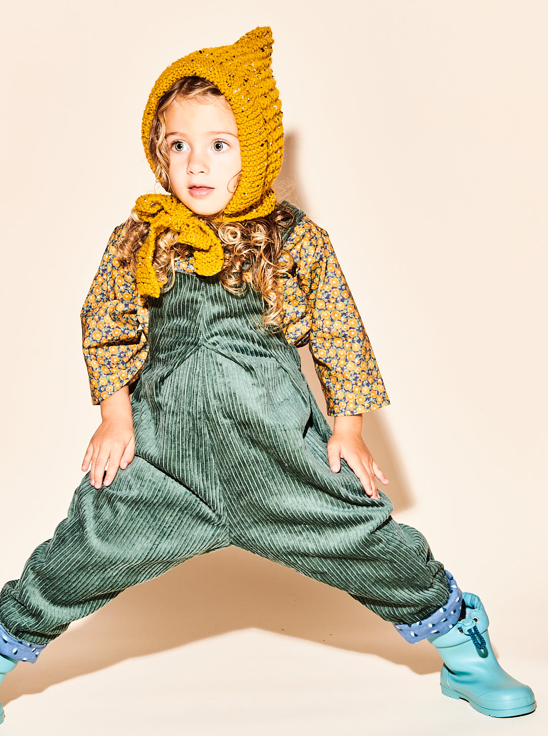 Moss Green Cord Pleat Front Dungarees