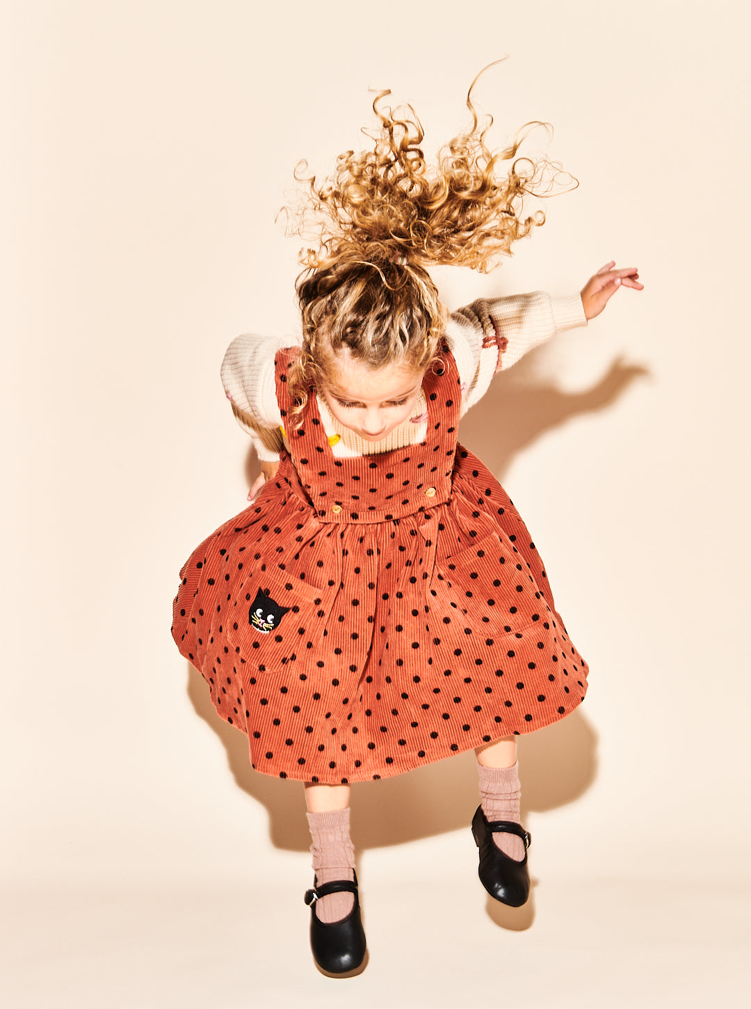 Rust Polka Dot Pinafore Dress