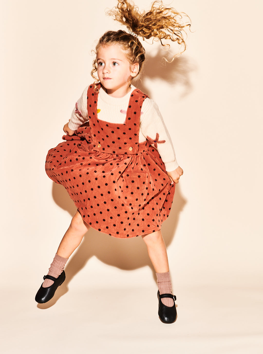 Rust Polka Dot Pinafore Dress