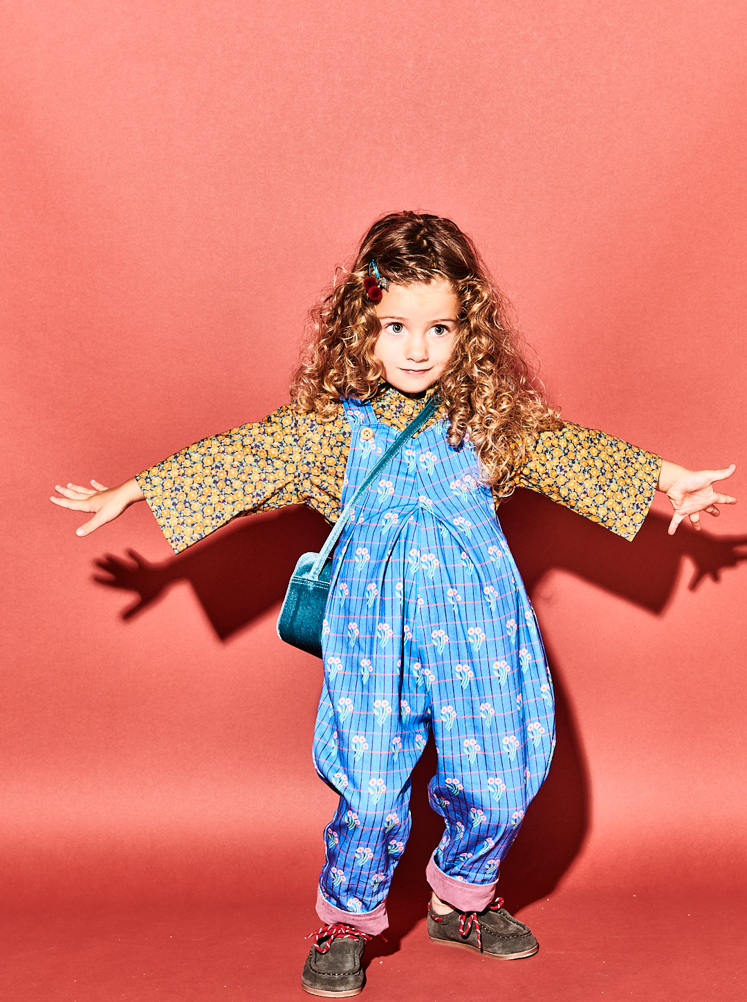 Bouquet Print Pleat Front Dungarees