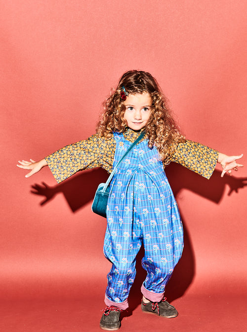 Bouquet Print Pleat Front Dungarees
