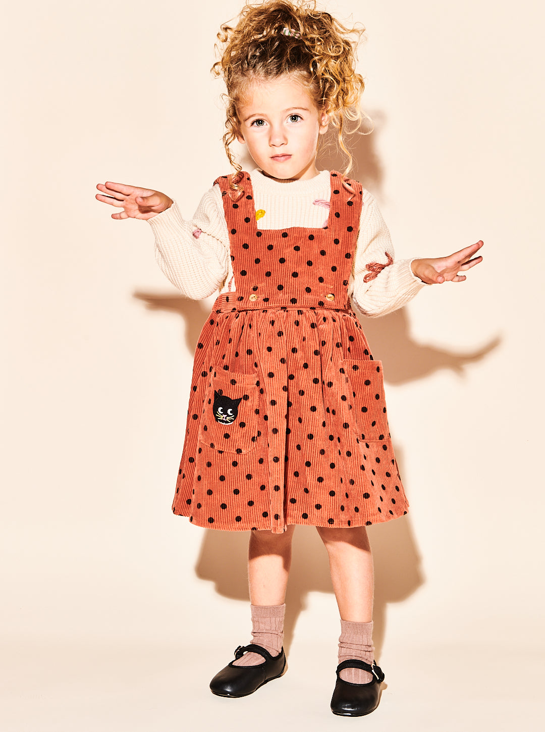 Rust Polka Dot Pinafore Dress
