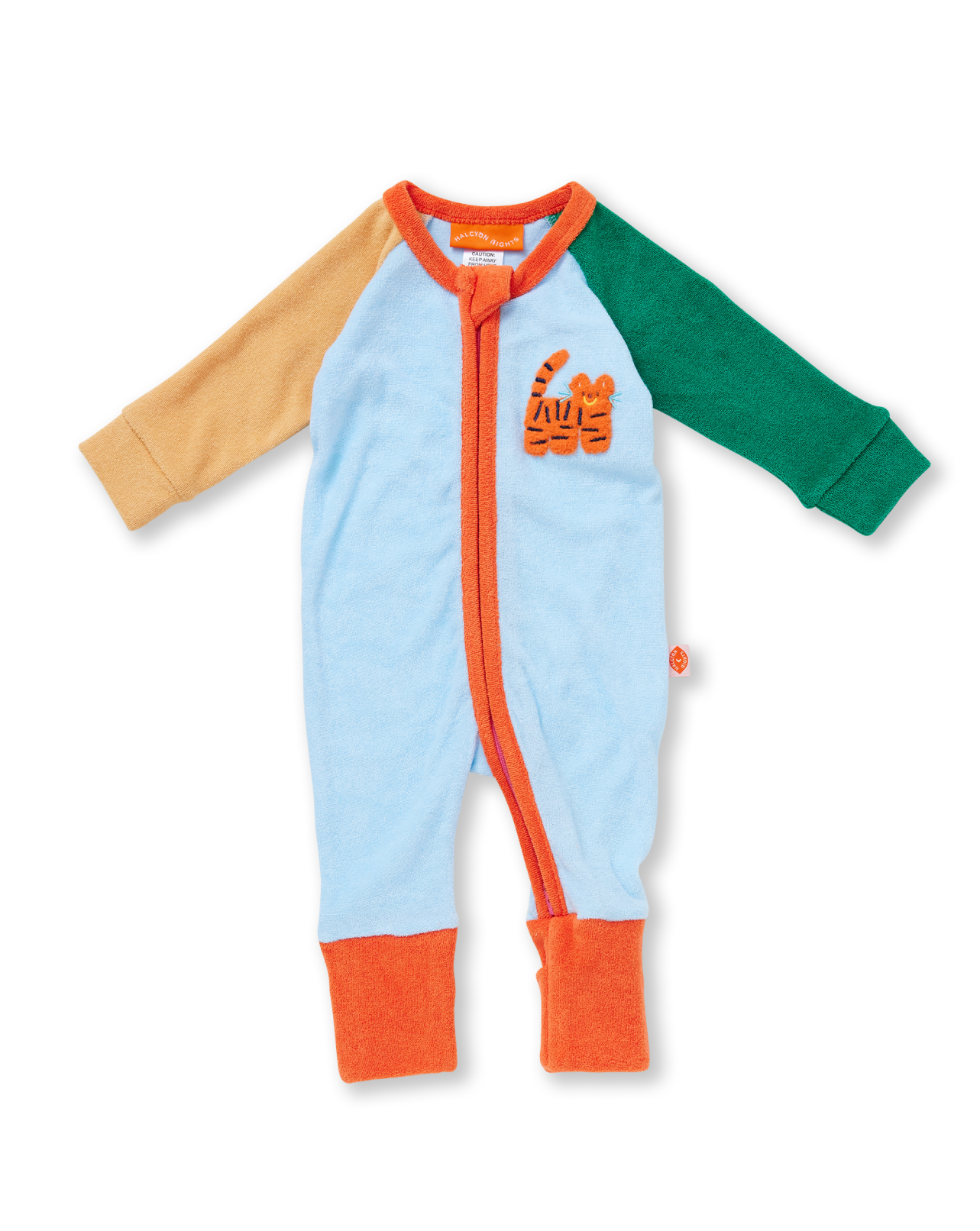 Halcyon Nights: Terry Long Sleeve Romper Zoo Crew (Blue)