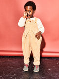 Mustard Gingham Cord Pleat Front Dungarees