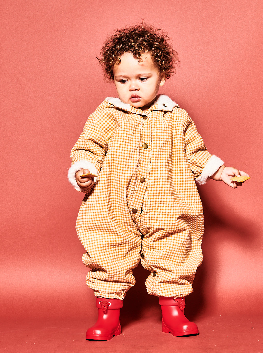 Mustard Gingham Corduroy Pramsuit