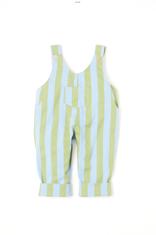 Green & Blue Stripe Slouch Dungaree