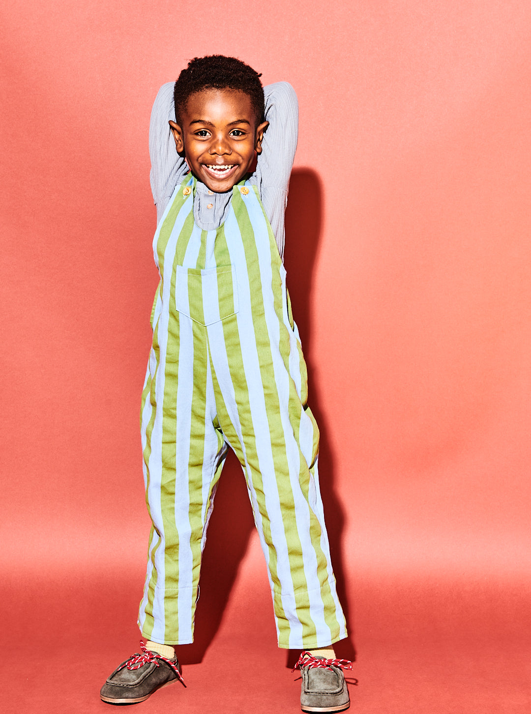 Green & Blue Stripe Slouch Dungaree