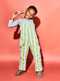 Green & Blue Stripe Slouch Dungaree