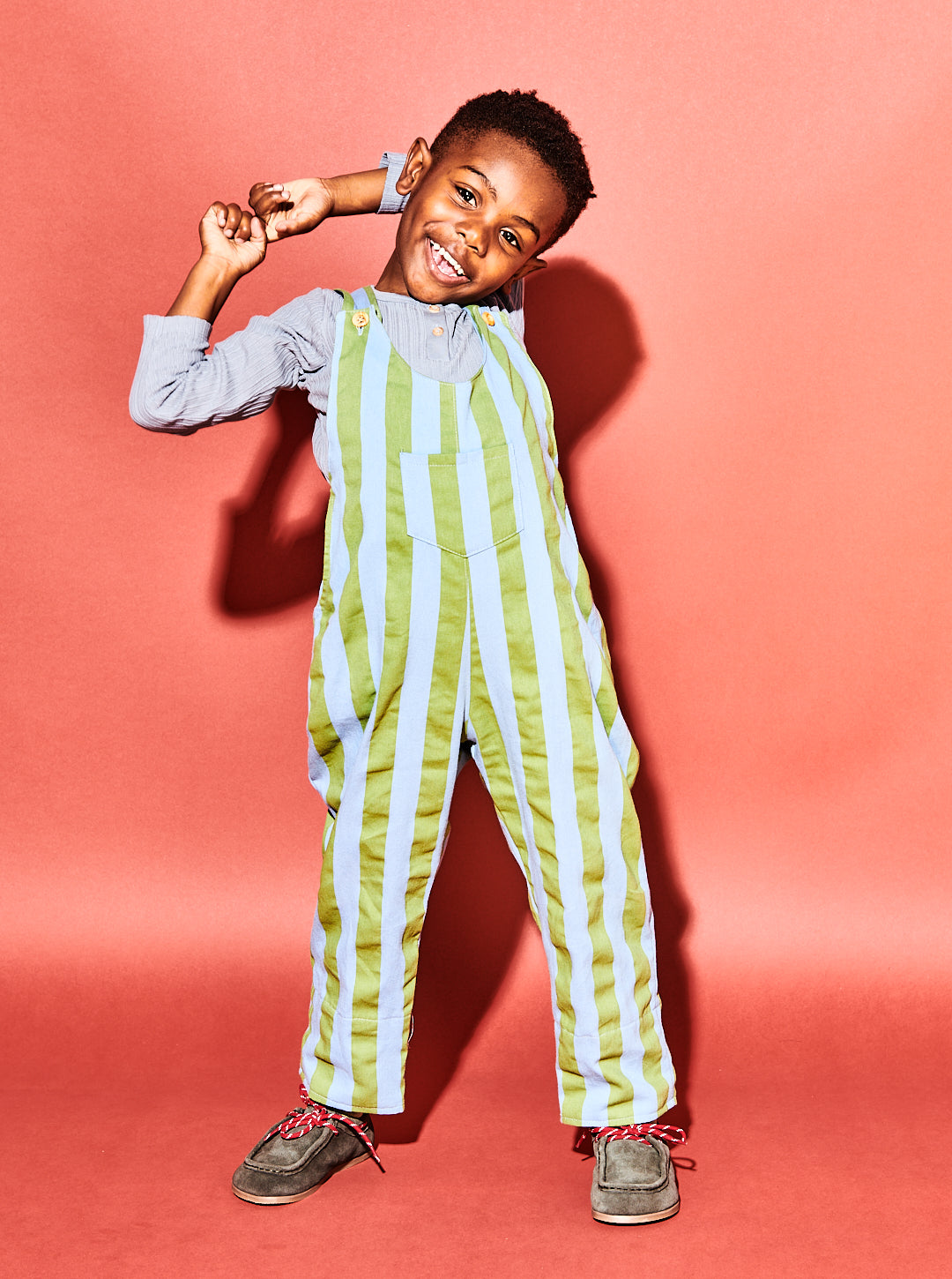 Green & Blue Stripe Slouch Dungaree