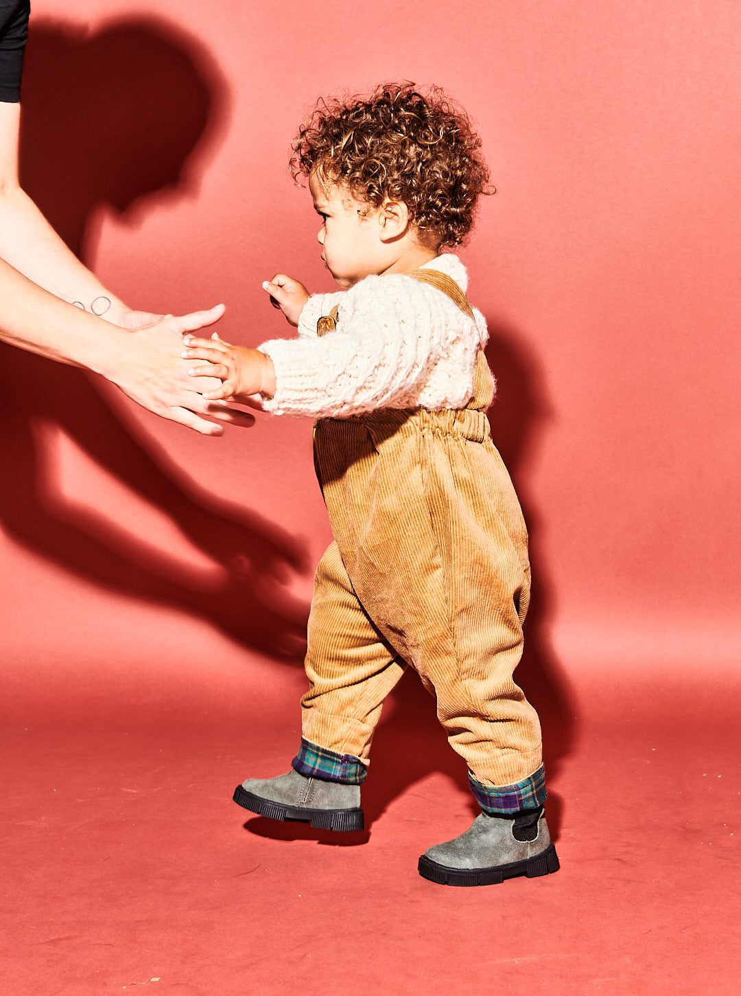 Biscuit Corduroy Pleat Front Dungarees