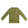 Salted Stories: Green Solid Rib Long Sleeve Top