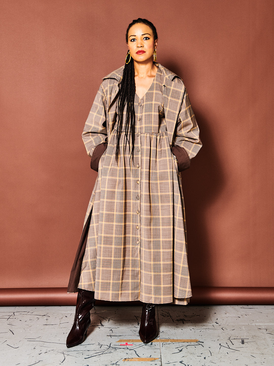 Brown Check Trench