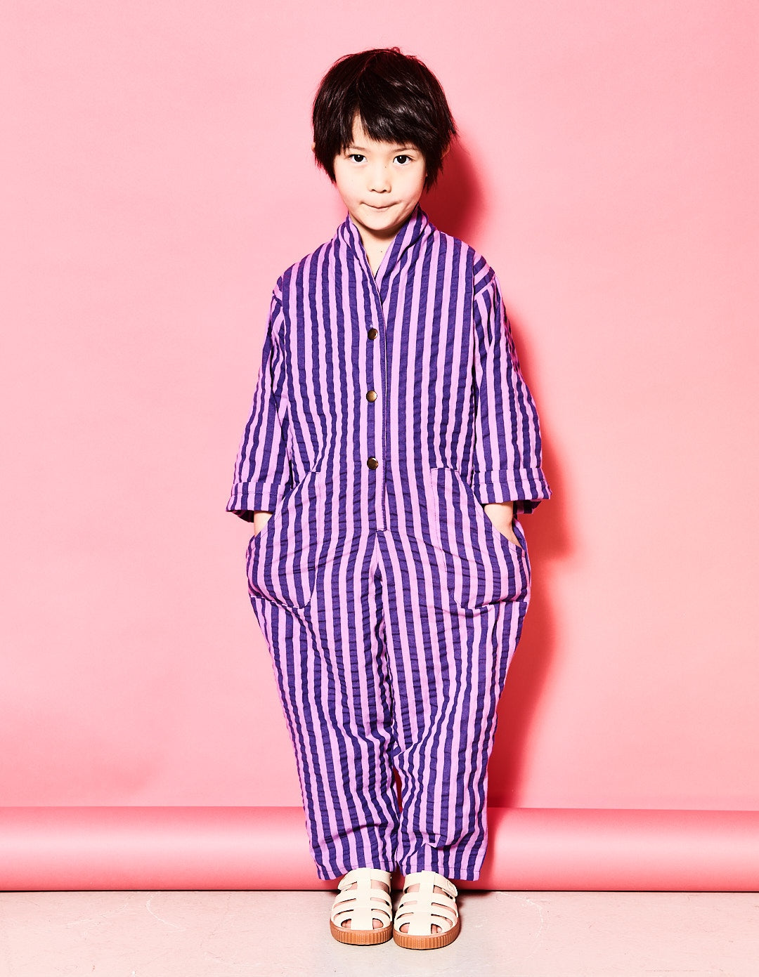 Purple Stripe Seersucker Romper