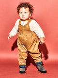 Biscuit Corduroy Pleat Front Dungarees