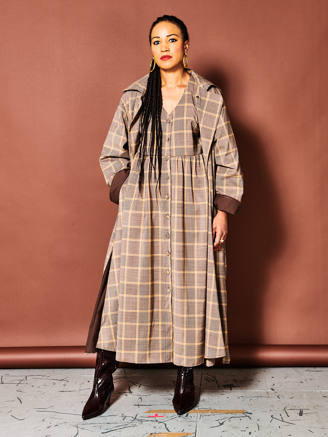 Brown Check Trench