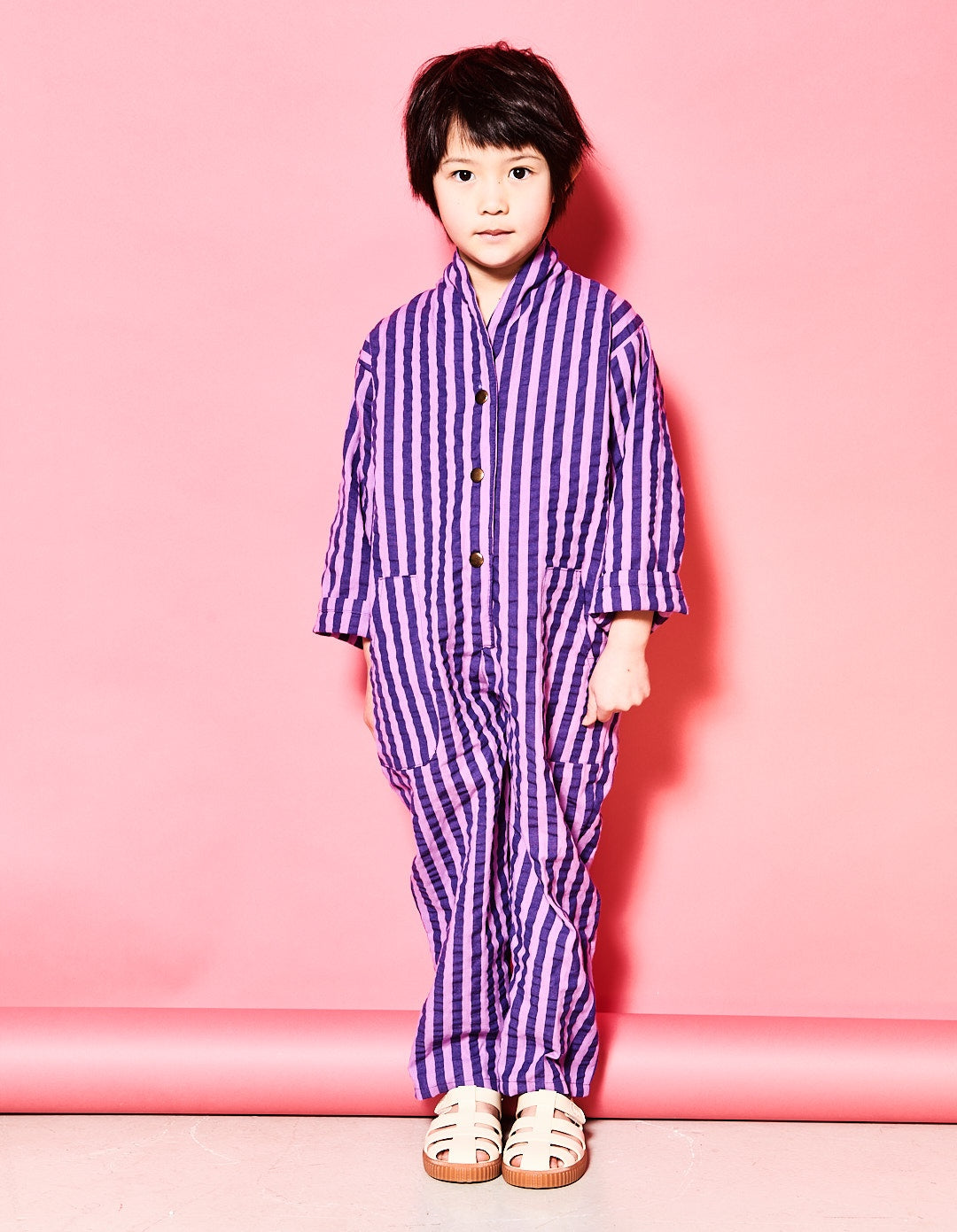 Purple Stripe Seersucker Romper