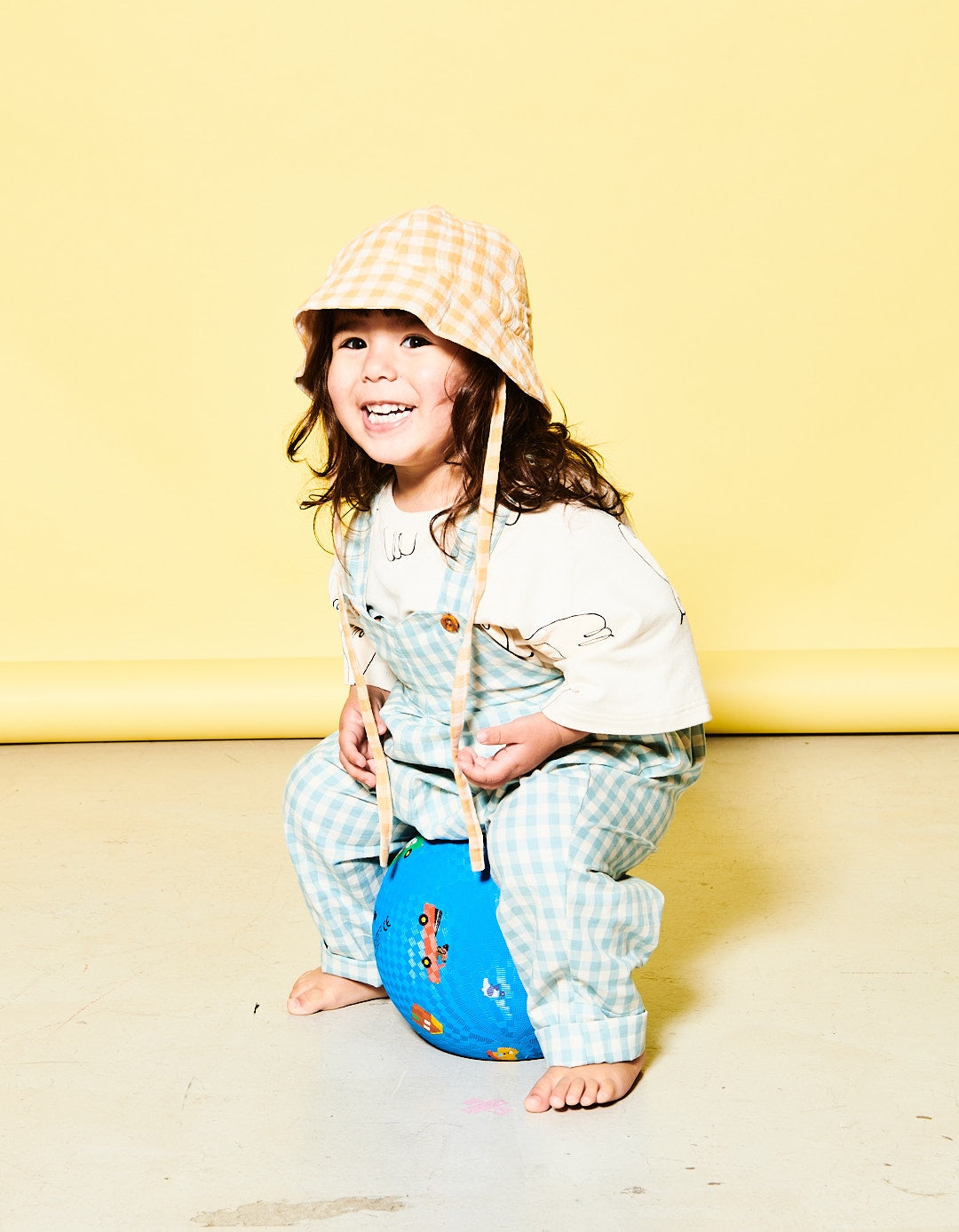 Sea Blue Gingham Check Pleat Front Dungaree