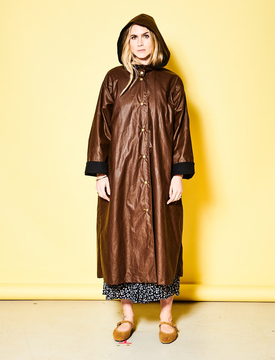 Brown Wax Trench Coat