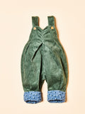 Moss Green Cord Pleat Front Dungarees