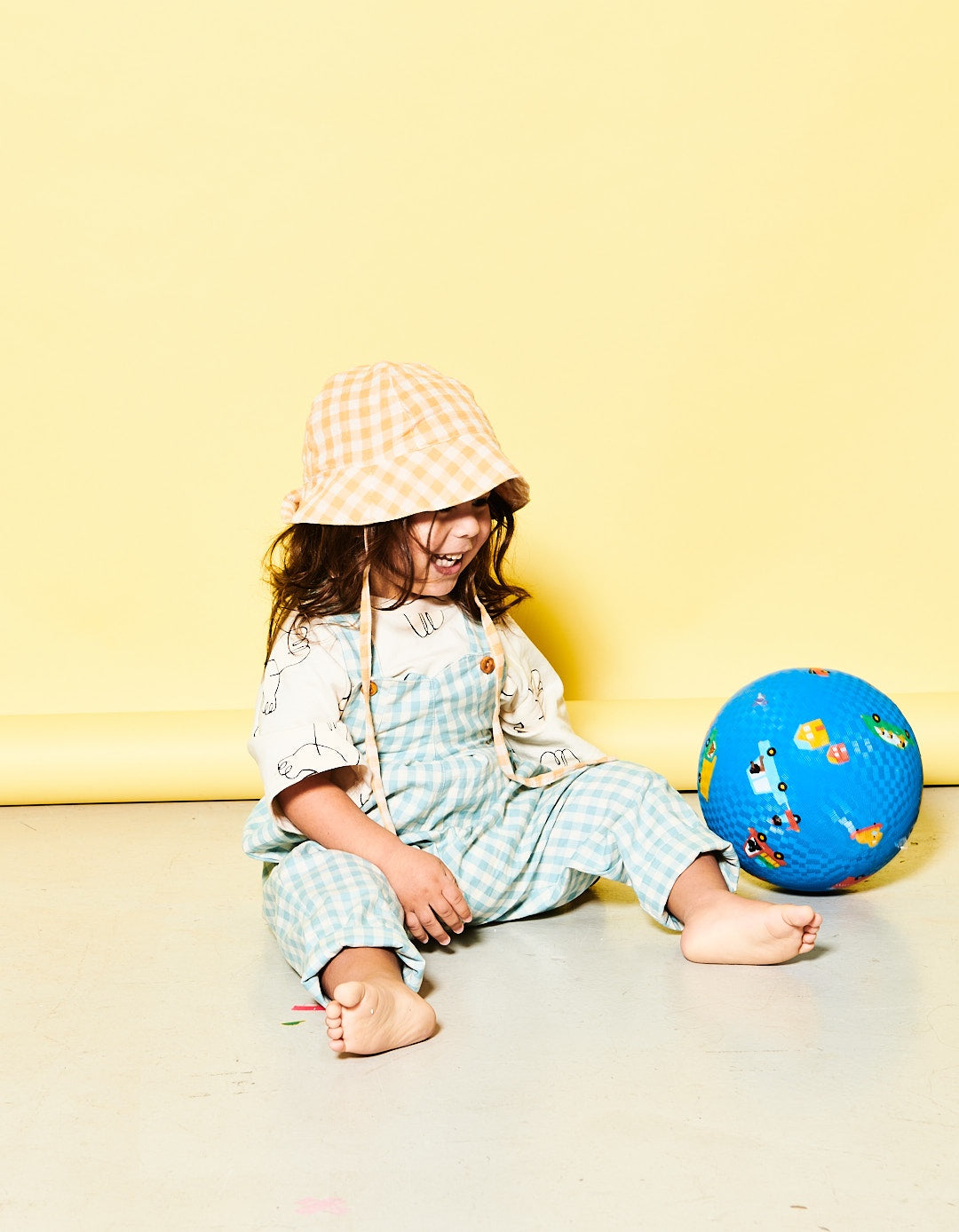 Sea Blue Gingham Check Pleat Front Dungaree