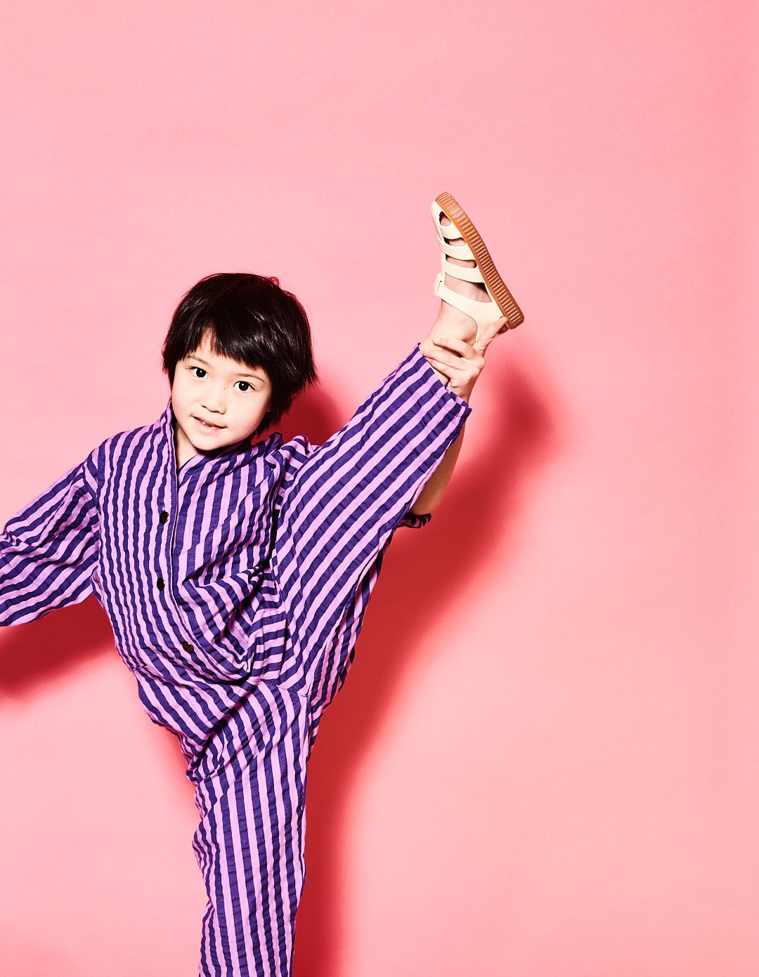 Purple Stripe Seersucker Romper
