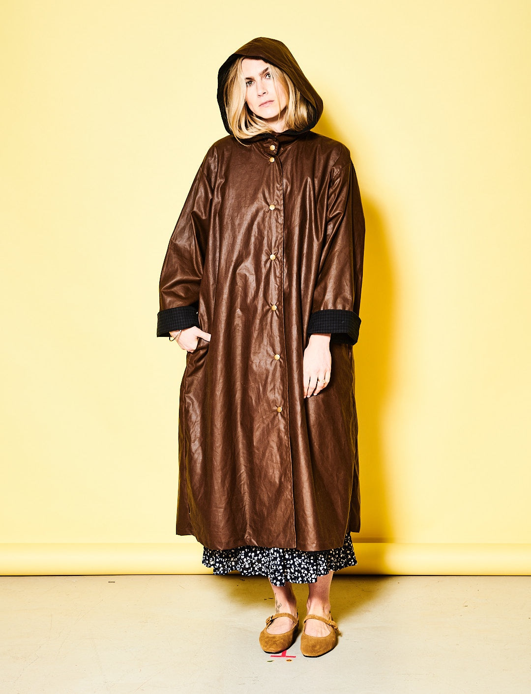 Brown Wax Trench Coat