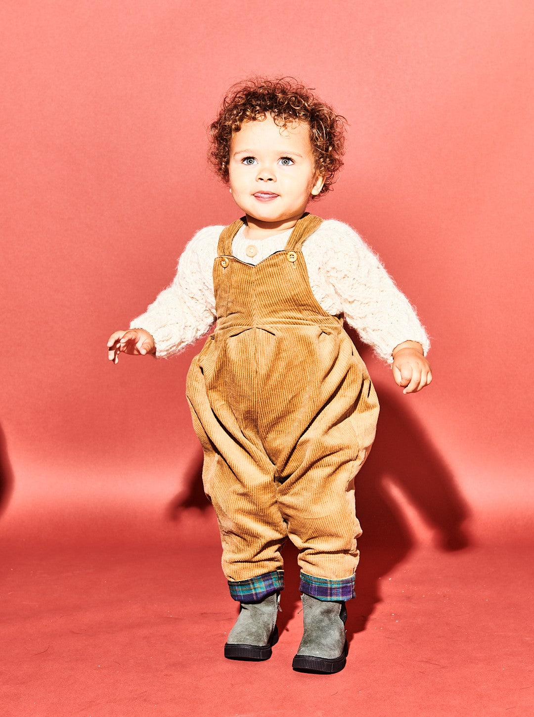 Biscuit Corduroy Pleat Front Dungarees