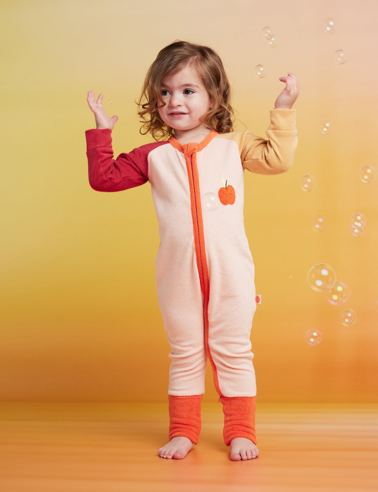 Halcyon Nights: Terry Long Sleeve Romper Tiny Orchard (Pink)
