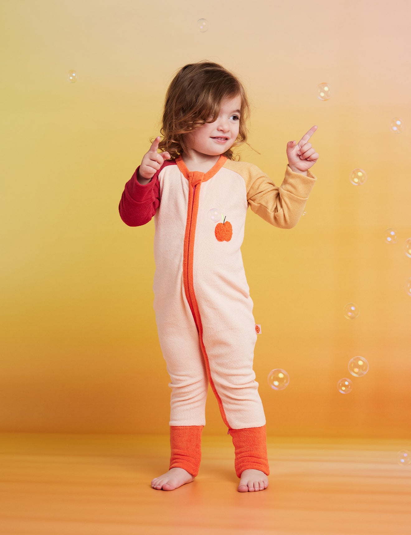 Halcyon Nights: Terry Long Sleeve Romper Tiny Orchard (Pink)